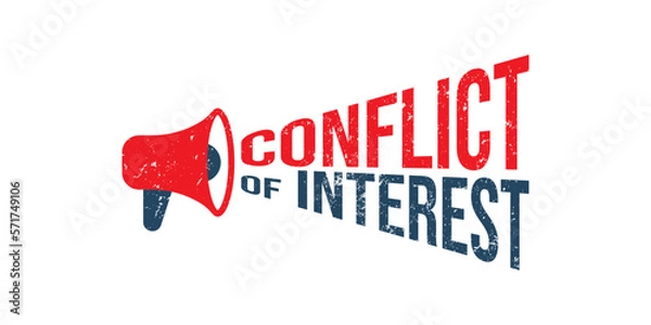 Obraz Megaphone Conflict of interest grunge rubber stamp on white background, vector illustration