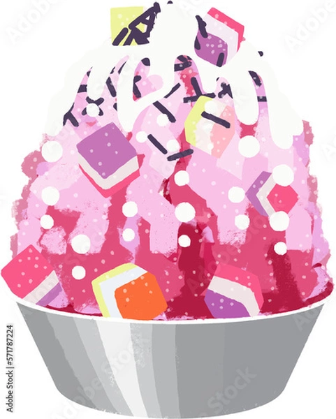 Fototapeta 具沢山のかき氷のイラスト