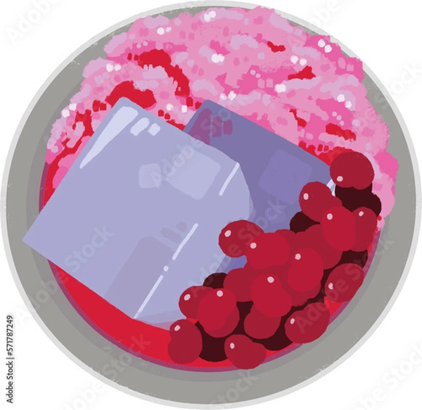 Fototapeta タイ料理「オーエウ」のイラスト(真上)