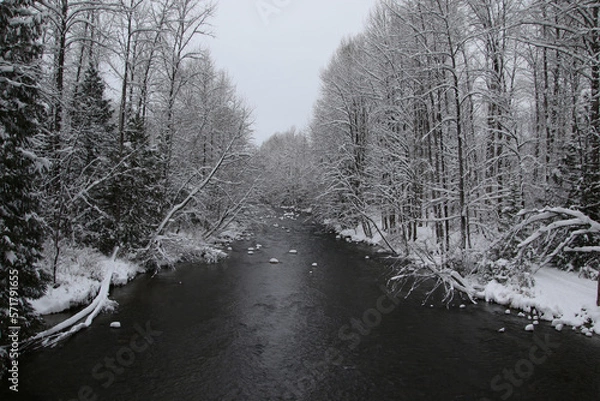 Fototapeta A river surrounded by snow