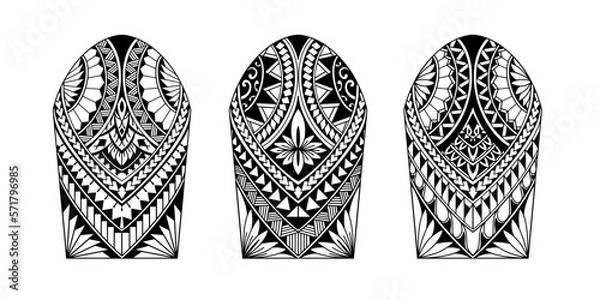Obraz Wrap around arm polynesian tattoo set design. Pattern aboriginal samoan. illustration EPS10