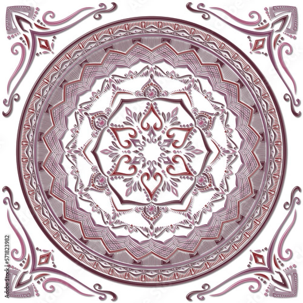 Obraz マンダラアート(ガラス風、立体的、幾何学模様)