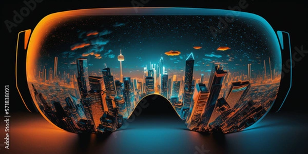 Fototapeta Virtual Reality (VR), Augmented Reality (AR), Mixed Reality (MR) and Extended Reality (XR). Innovative technology provide immersive experience, learn and interact new and exciting ways. generative ai.