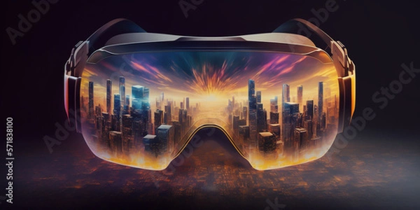 Fototapeta Virtual Reality (VR), Augmented Reality (AR), Mixed Reality (MR) and Extended Reality (XR). Innovative technology provide immersive experience, learn and interact new and exciting ways. generative ai.