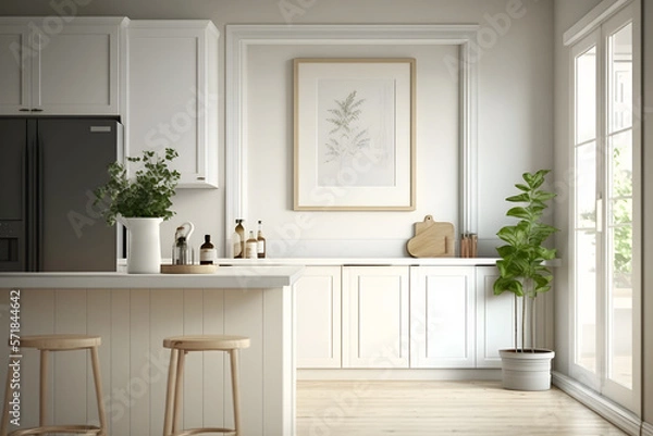 Fototapeta Blank frame in home interior background