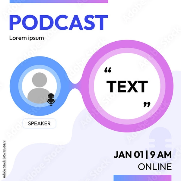 Obraz Podcast flyer template vector, poster