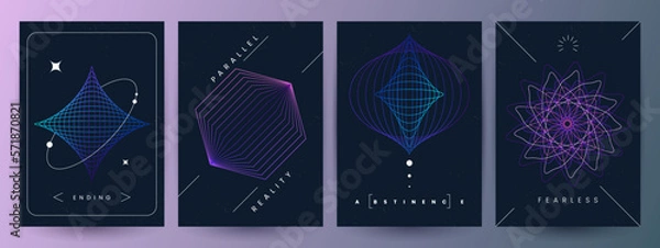 Fototapeta Trendy minimalistic linear posters. Abstract wired design.