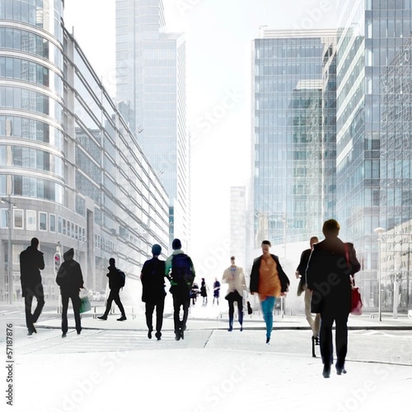 Fototapeta A large group of people in the office center.