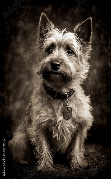 Obraz Pet terrier dog portrait in vintage photograph style Generative AI