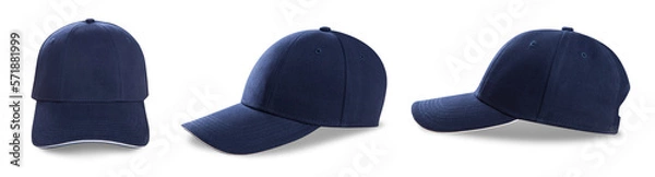 Obraz Baseball cap mockup isolated on white. Set