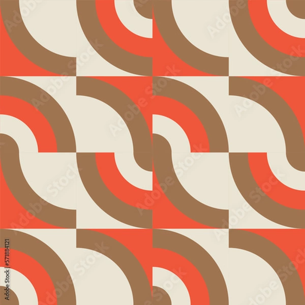 Fototapeta Modern vector abstract  geometric background with circles, rectangles and squares  in retro  style. Pastel colored simple shapes graphic pattern. Abstract mosaic artwork.