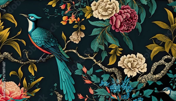 Obraz Chinoiserie wallpaper, Generative AI