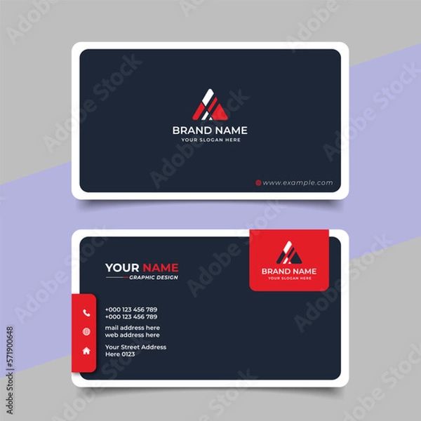 Fototapeta Red modern creative business card and name card horizontal simple clean template vector design