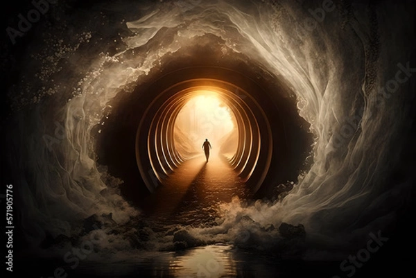 Fototapeta The light at the end of the tunnel, illustrated