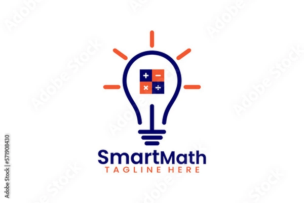Fototapeta Flat leaf mathematics logo template vector design illustration
