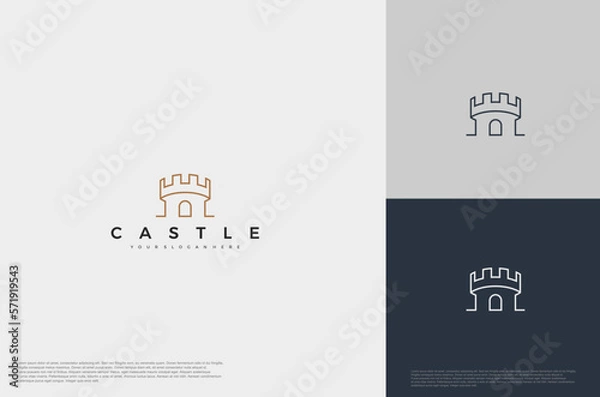 Fototapeta simple medieval castle Logo illustration vector design template