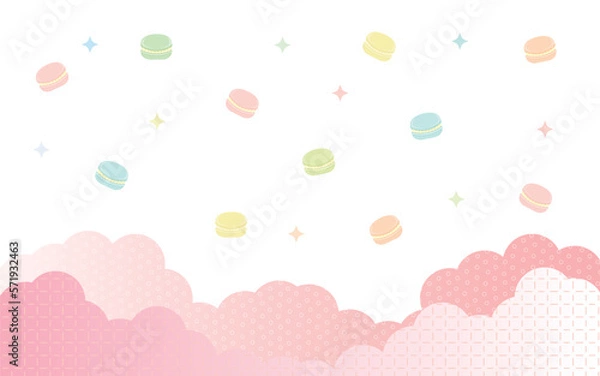 Obraz 雲と散りばめられたマカロンの背景