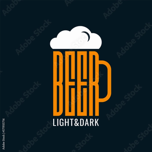 Obraz Beer mug logo monogram on black background