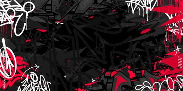 Obraz Dark Black Abstract Flat Urban Street Art Graffiti Style Vector Illustration Template Background Art