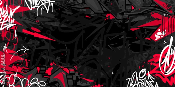 Obraz Dark Black Abstract Flat Urban Street Art Graffiti Style Vector Illustration Template Background Art