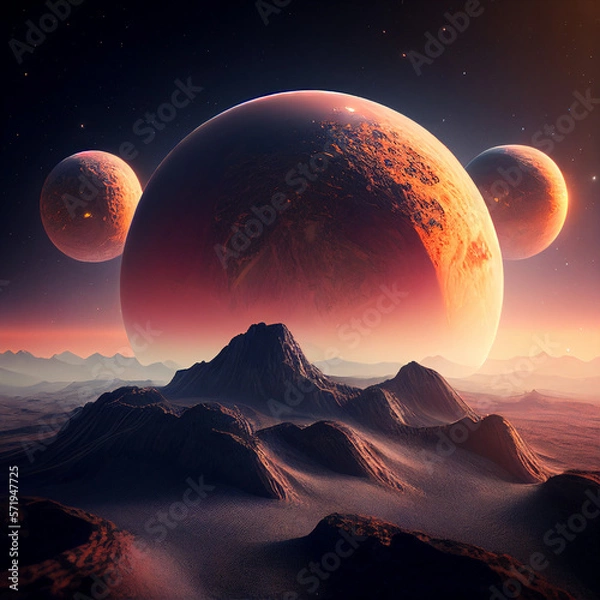 Obraz Distant planet with moons No. 2