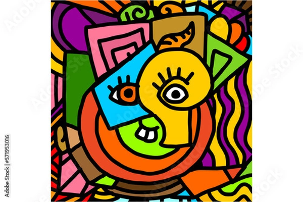 Obraz Colorful Aesthetic abstract decorative etnic face portrait