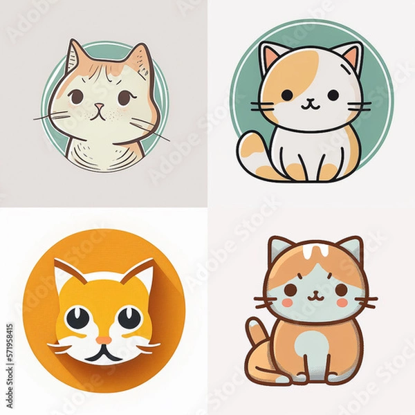 Fototapeta cat icon set avatar logo