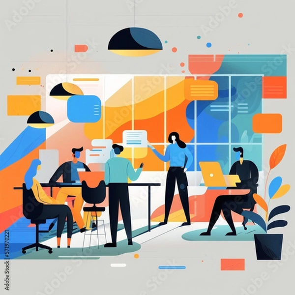 Fototapeta A team of business executives in a , Generative AI