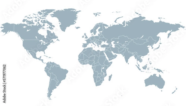 Fototapeta World map. Silhouette map. Color vector modern map	