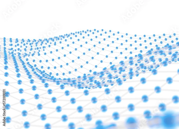 Obraz A raised grid of glowing dots representing Internet connections, cloud computing, and neural networks. 3d rendering.