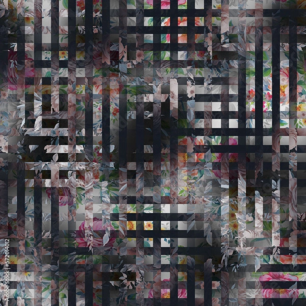 Fototapeta seamless checks and abstract style geometrical pattern  