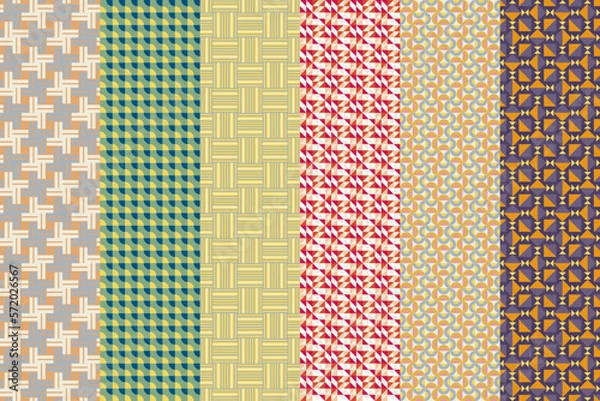 Fototapeta Graphic set of pattern vector illustration. Geometric stylish ornate for textile prints and backgrounds.