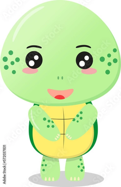 Obraz Cute cartoon character turtle. Vector Illustration isolated on white background