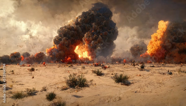 Fototapeta Battlefield Explosion, Generative AI