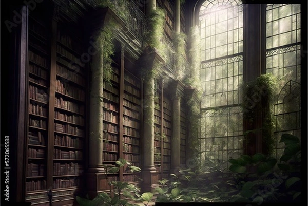 Fototapeta Greenhouse library created with Generative AI 