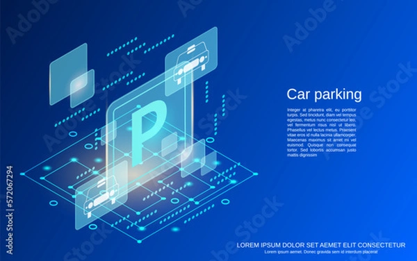 Fototapeta Car parking flat 3d isometric vector illustration