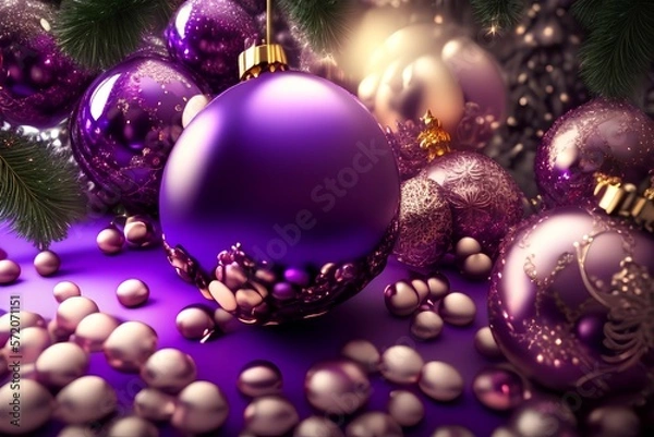 Obraz purple christmas balls-Generate AI