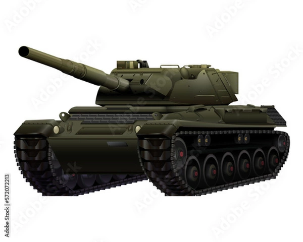 Fototapeta German Leopard I main battle tank in realistic style. Military vehicle. Detailed colorful vector illustration isolated on white background.