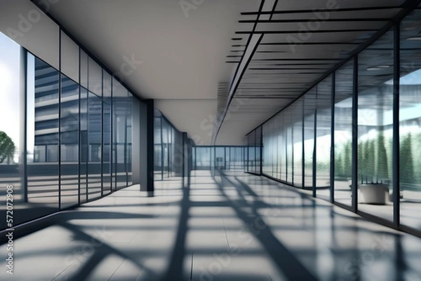Obraz long corridor in office building-Generate AI