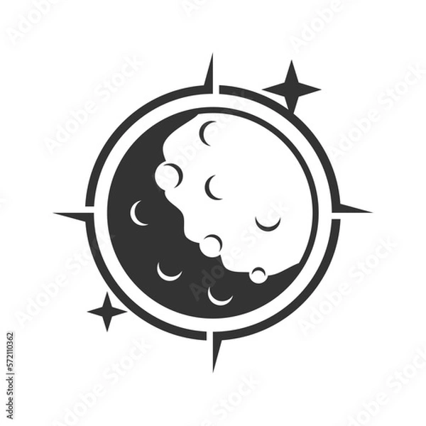 Obraz moon compass adventure logo template Icon Illustration Brand Identity.Isolated and flat illustration. Vector graphic