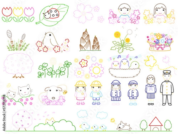 Fototapeta 春の素材セット