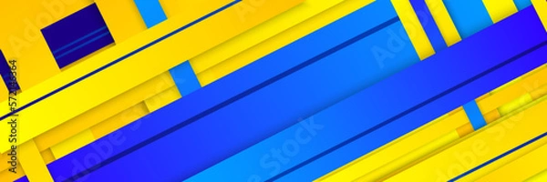 Fototapeta Modern Blue and Yellow Waves Background Vector Design