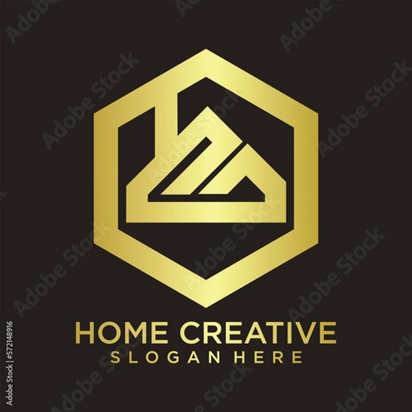 Fototapeta Real estate logo design with unique and new concept property and home