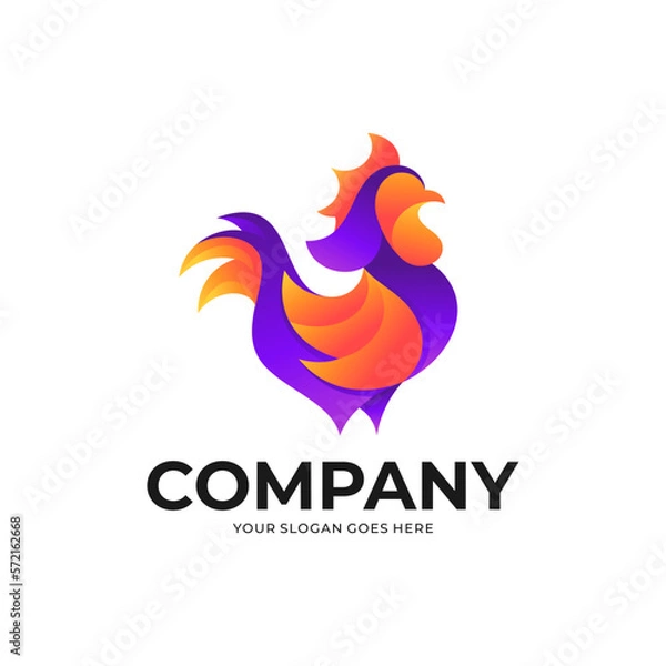 Obraz Chicken, rooster animal simple logo icon vector image