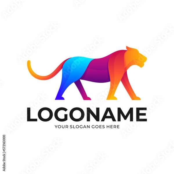 Obraz Simple vector gradient Tiger, cougar logo icon illustration