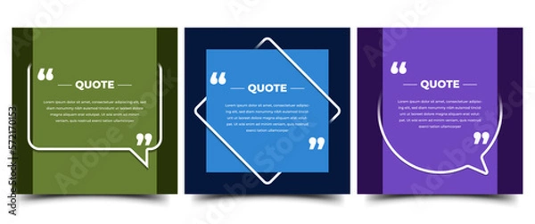 Fototapeta Set of Modern quote square banner template. Usable for social media post, card, and web ad