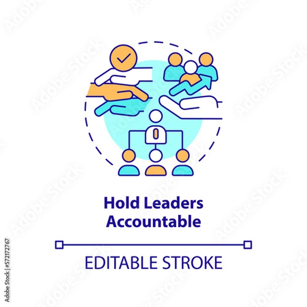Fototapeta Hold leaders accountable concept icon. Making DEI efforts effective practice abstract idea thin line illustration. Isolated outline drawing. Editable stroke. Arial, Myriad Pro-Bold fonts used
