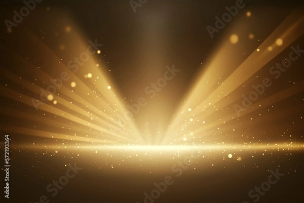 Fototapeta Abstract background gold light glitter show stage. Podium background. Generative AI