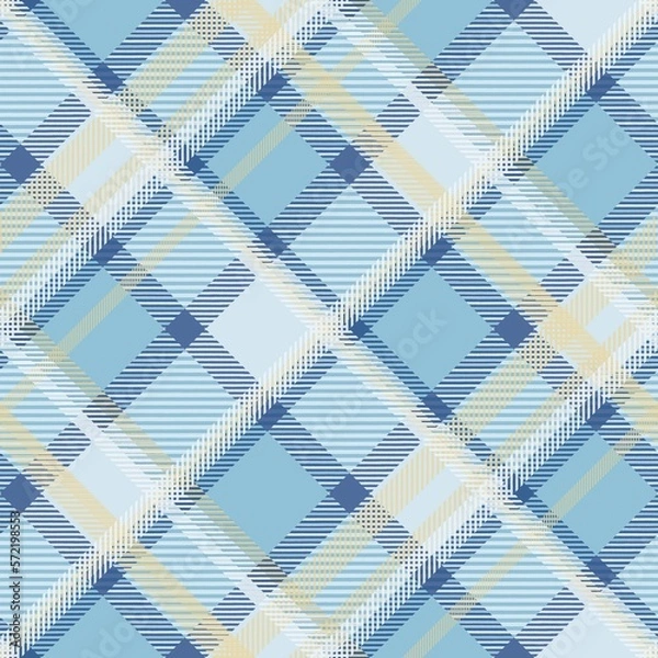 Fototapeta Tartan seamless pattern, blue and white, can be used in the design of fashion clothes. Bedding sets, curtains, tablecloths, notebooks, gift wrapping paper