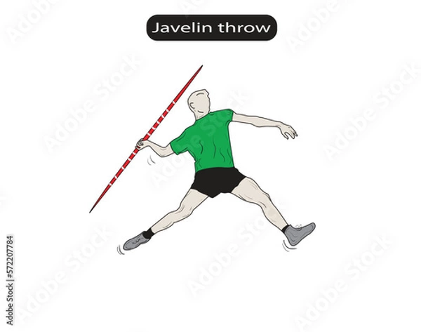 Fototapeta Javelin Throw Flat and Minimal Vector Illustration 